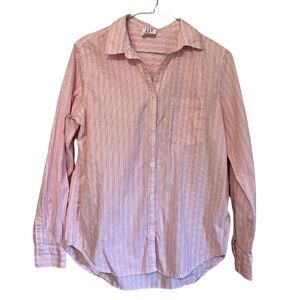 THE GAP CLASSIC FIT PINK AND WHITE STRIPPED BUTTON DOWN LONGSLEEVE SHIRT SIZE S